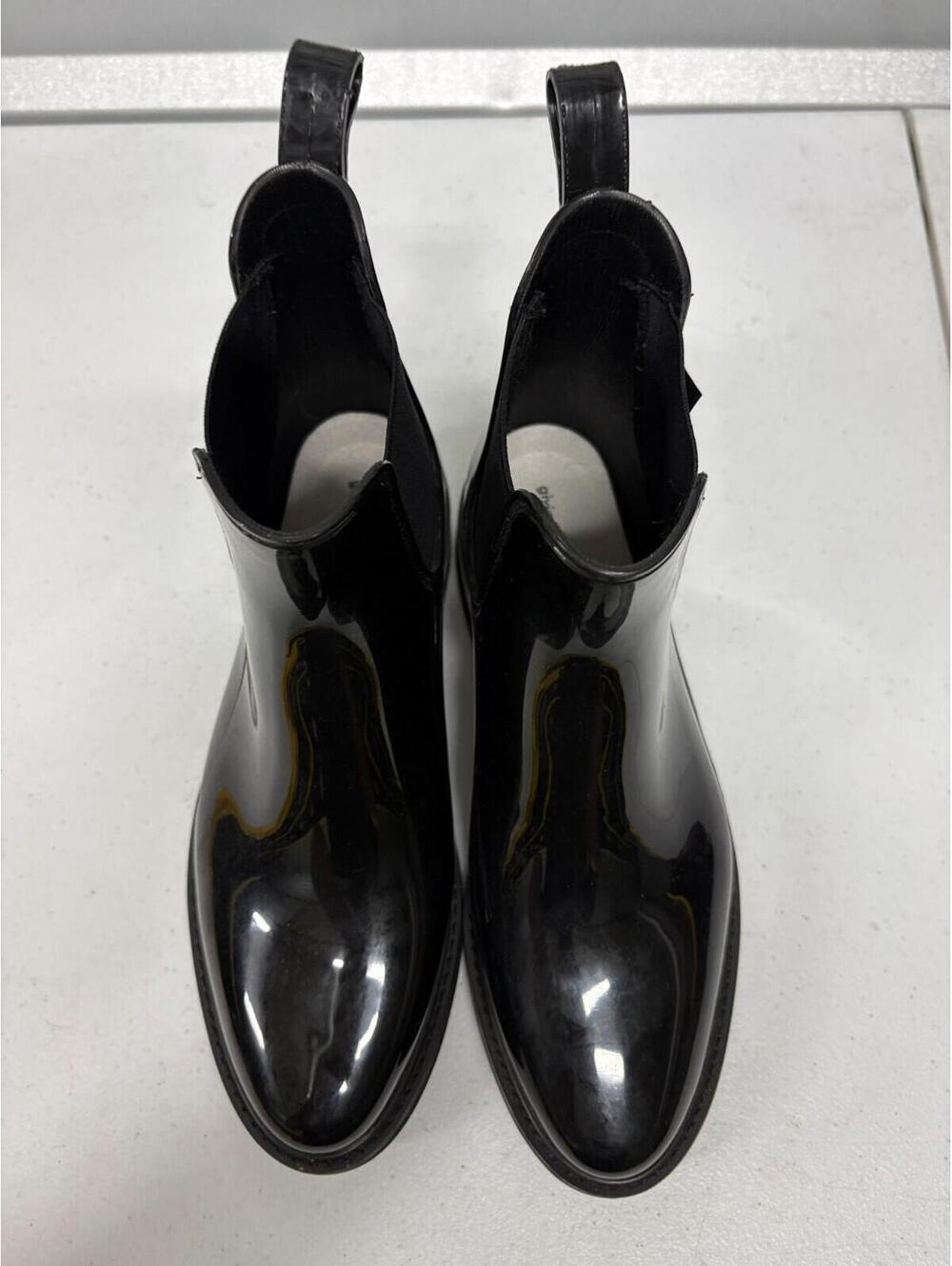 Roma Chelsea Rain Boots Womens Black Gloss Waterproof Ankle Booties Rubber